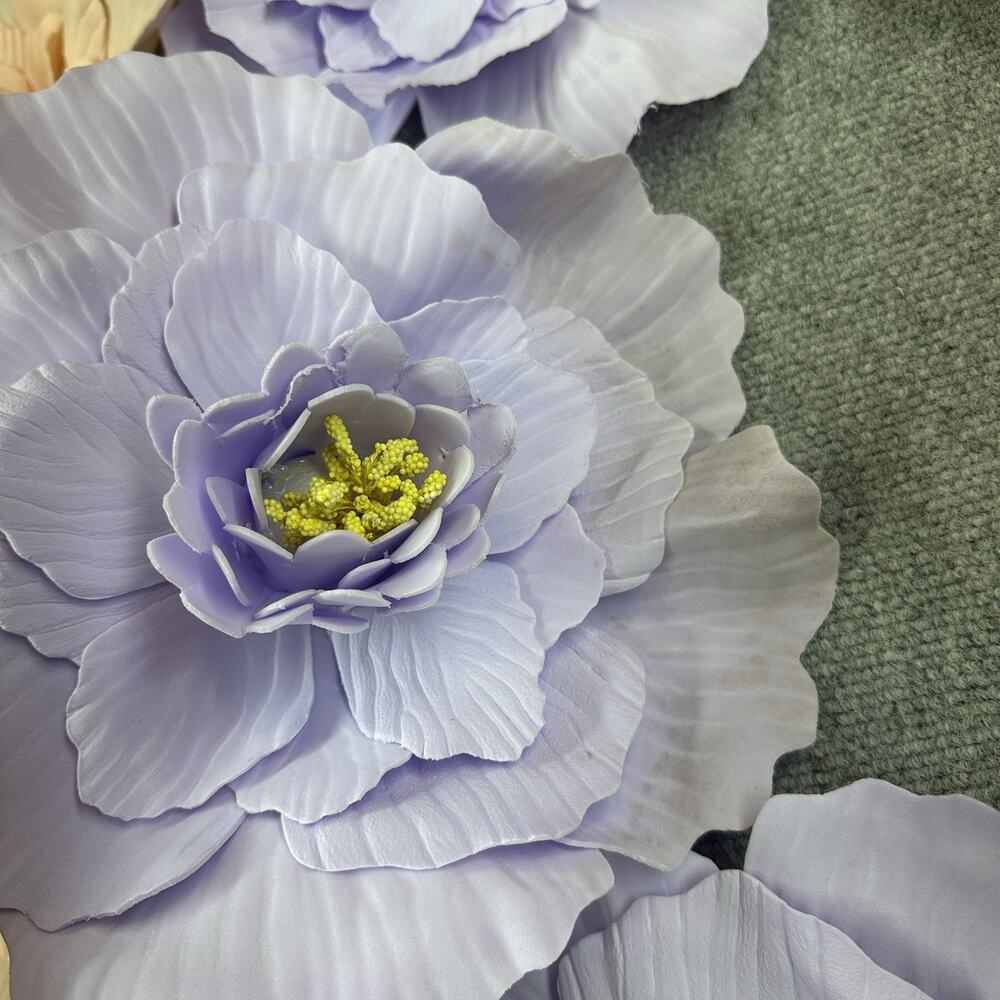 9 - 12” Large Pastel Foam Faux Flowers Peach Lavender White Party Decor Wedding - Picture 3 of 8